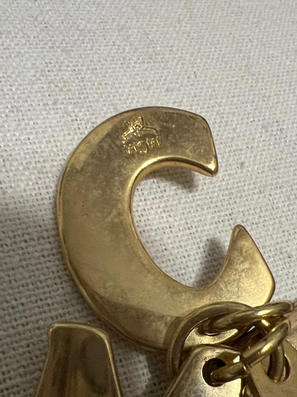 MCM Gold-Tone Letter M & 3 Keyring Charm